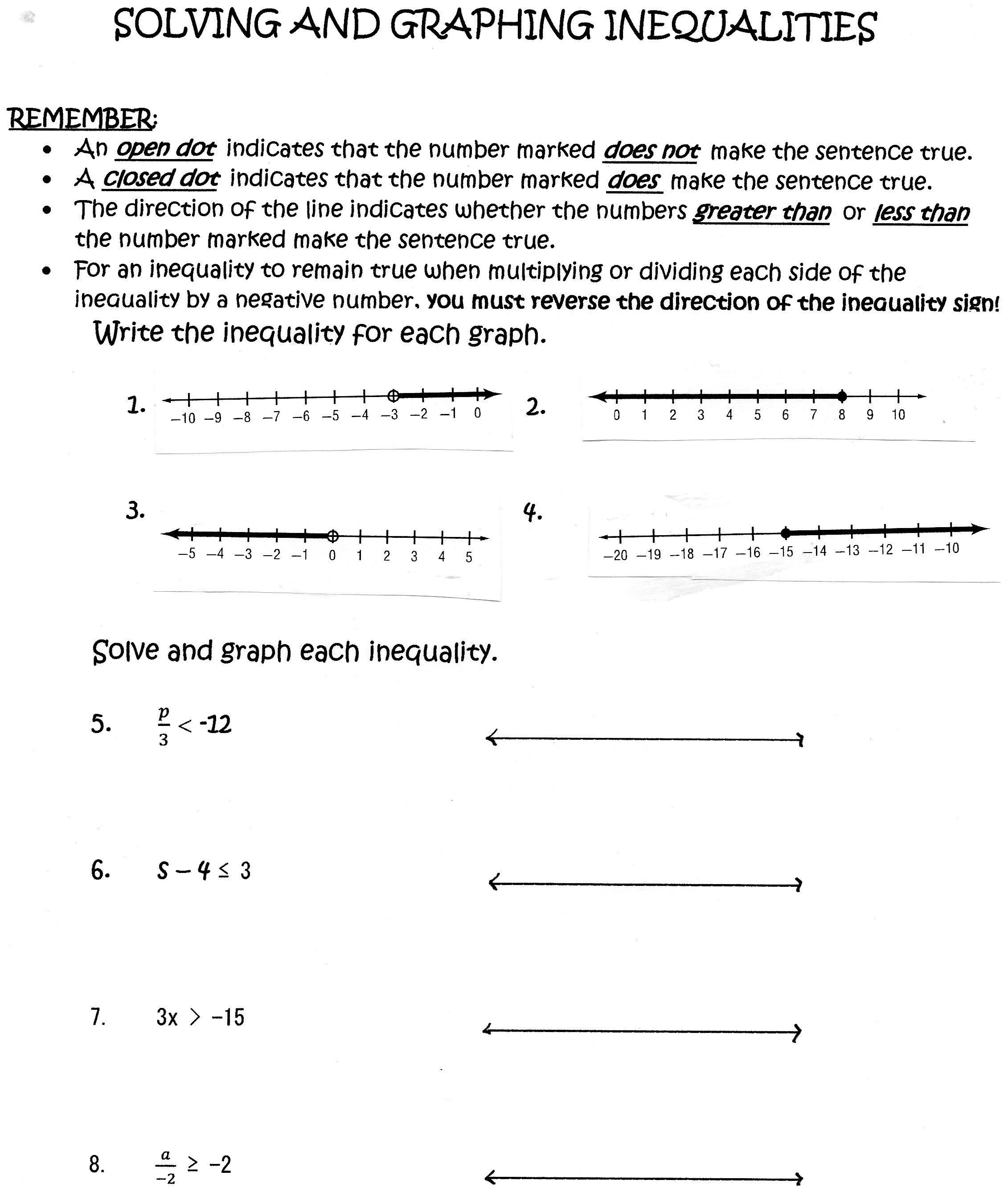 34 Solve And Graph Inequalities Worksheet - Worksheet Project List